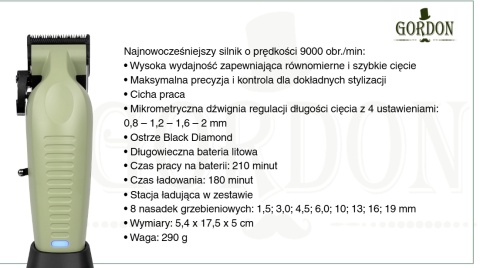 B536 GORDON Vector Liner profesjonalna, wysokowydajna maszynka do strzyżenia włosów