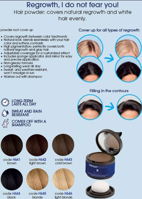 BŁYSKAWICZNY RETUSZ H643 puder do tuszowania odrostów INSTANT RETOUCH HAIR KOLOR ciepły brąz